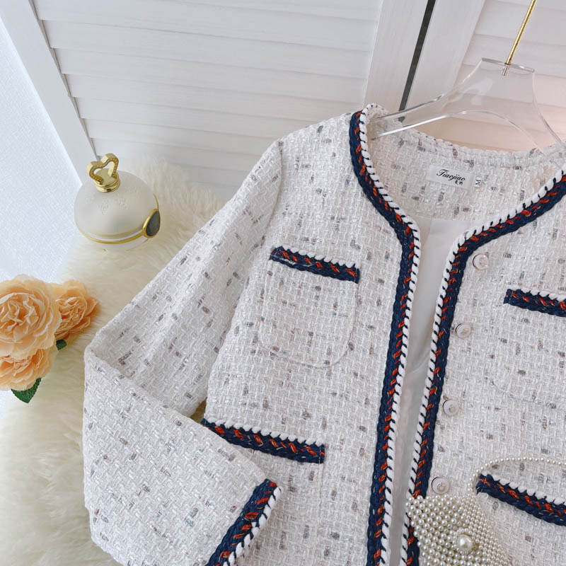 Plaid tweed coat for women in autumn and winter  1549