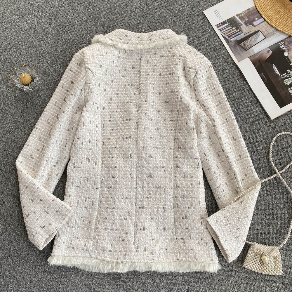 Early autumn retro small fragrant wind tweed coat  1554