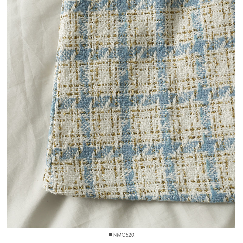 Hong Kong style retro tweed high waist A-shaped skirt for women  2548