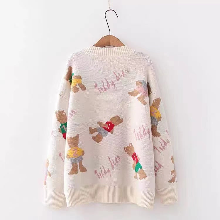 Vintage, loose, preppy sweaters, printed cardigans  1410