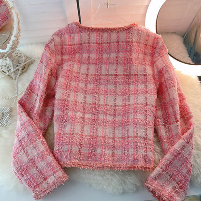 Pink Fashion short women's coat women's long sleeve top  1526