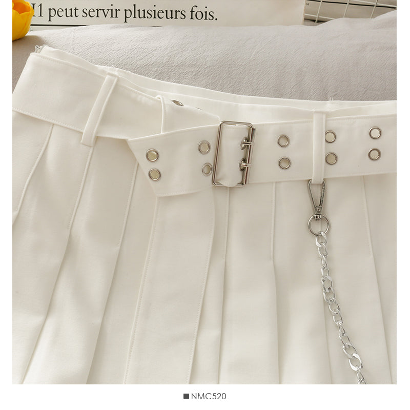 High waist slim chain decoration short skirt women  2491