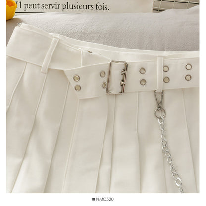 High waist slim chain decoration short skirt women  2491