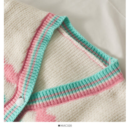 Sweet heart print short slim knit  1757