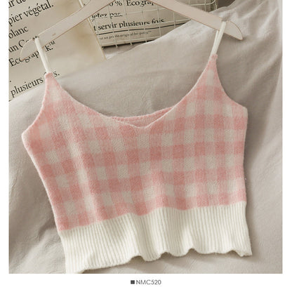 Round neck single breasted long sleeve loose sweater with short suspender skirt inside  2480