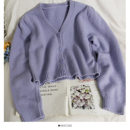 Women's cardigan long sleeve short single breasted sweater  1816