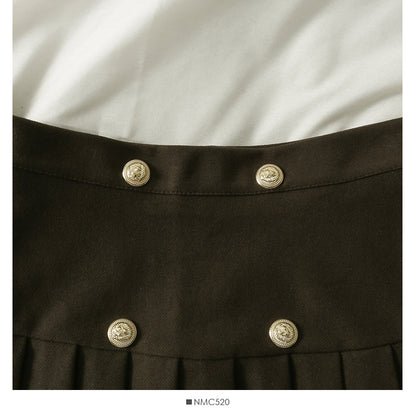 Versatile high waist slim tweed A-line skirt  2492