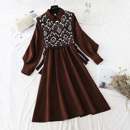 New waistcoat two piece slim knit dress  2137