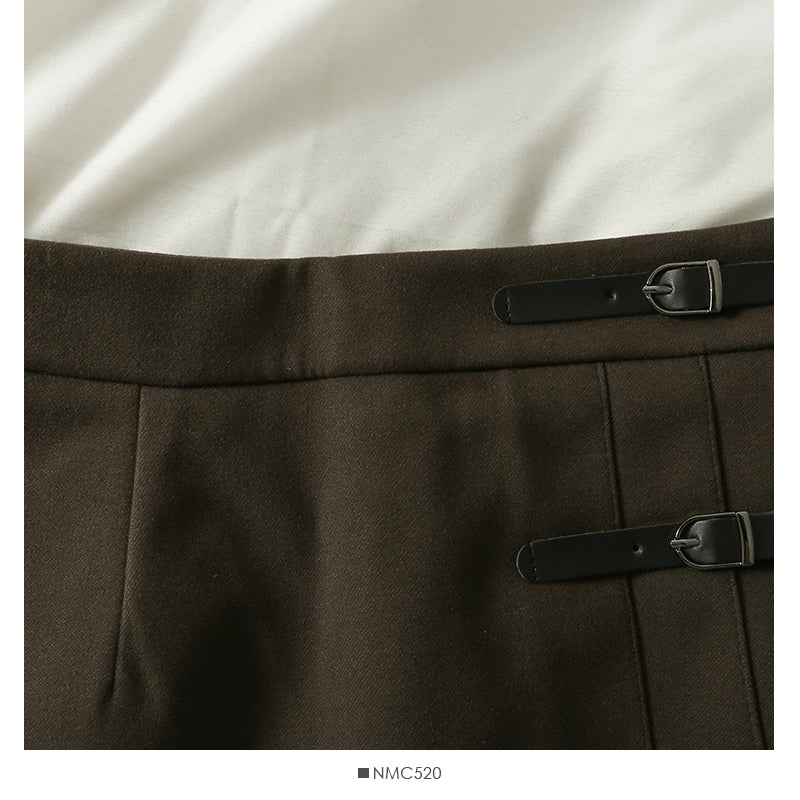 Multi panel buckle high waist slim A-line skirt  2578