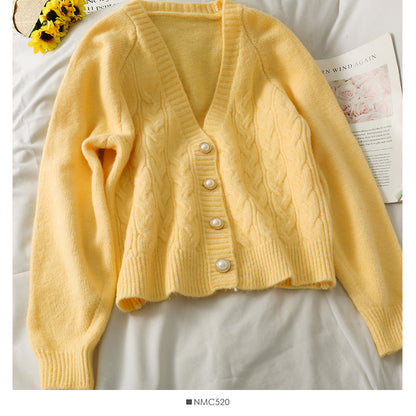 Low neck single breasted cardigan twist loose knit  1776