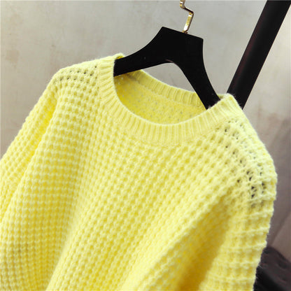 Simple round neck long sleeve sweater  1476
