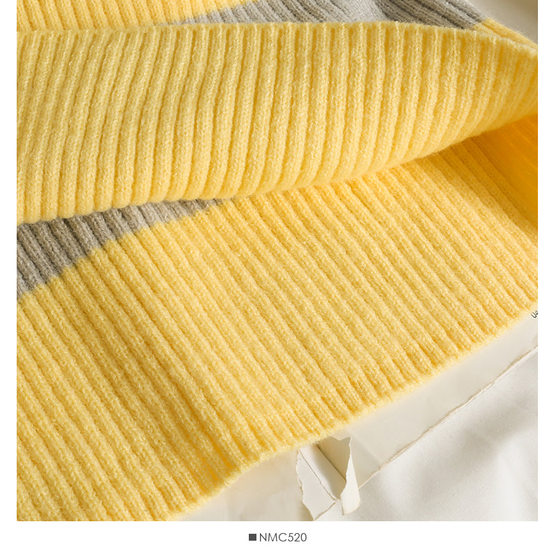 Korean stripe short loose thin hooded long sleeved sweater  1939