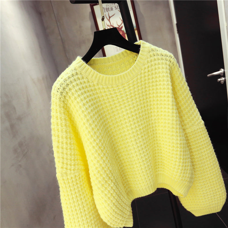 Simple round neck long sleeve sweater  1476