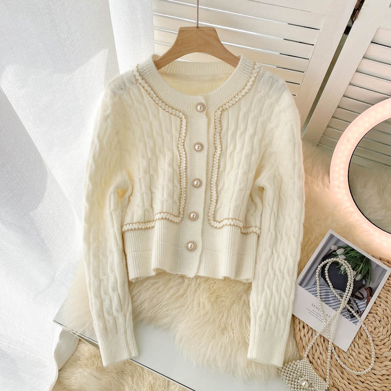 New style, small sweet socialite wind, temperament, slim short, twist sweater, coat cardigan  1450
