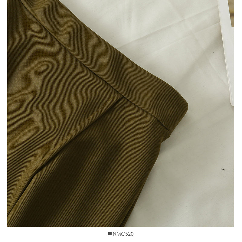 Versatile solid split mid length skirt for women  2551