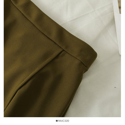 Versatile solid split mid length skirt for women  2551