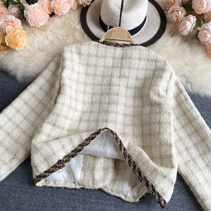 Jacket female autumn versatile slim retro tweed  1491