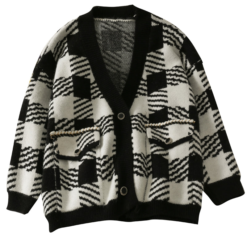 New Plaid loose and thin two button medium and long wool clothes  1831