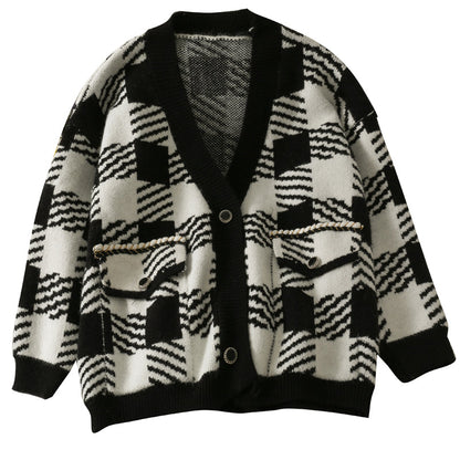 New Plaid loose and thin two button medium and long wool clothes  1831