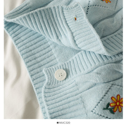 Sweater women's Linen embroidered short Knitted Top  1763