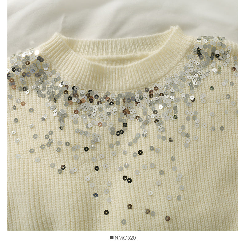 Korean version shiny vertical stripe loose and thin Pullover knit  1996