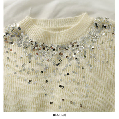 Korean version shiny vertical stripe loose and thin Pullover knit  1996