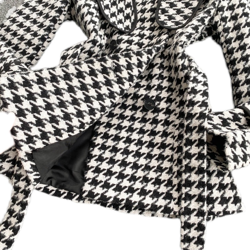 Thousand bird lattice small fragrant wind tweed coat  1497