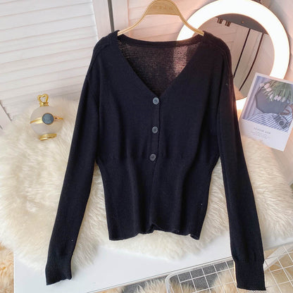 Knitted women's autumn new lazy thin sweater  1593