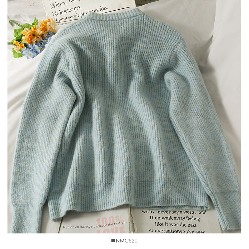 Sweater women's loose thin single breasted long sleeves  1838