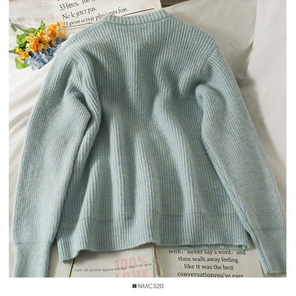 Sweater women's loose thin single breasted long sleeves  1838