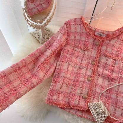 Pink Fashion short women's coat women's long sleeve top  1526