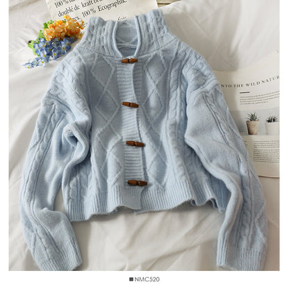 Plaid linen Lapel Long Sleeve Sweater Top  1897