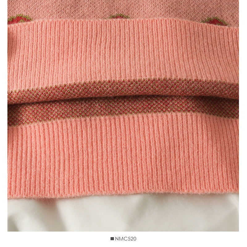 Hong Kong Style Vintage printed loose slim Pullover Sweater  1958