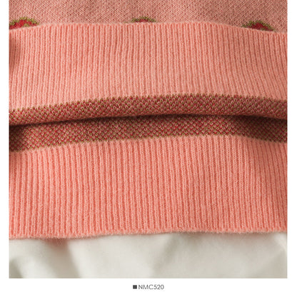 Hong Kong Style Vintage printed loose slim Pullover Sweater  1958