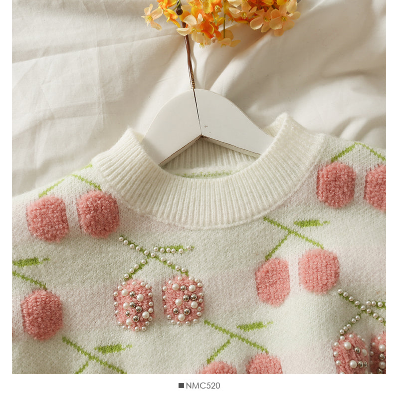 Women's autumn bound Beaded loose thin sweater with wavy edge  1747