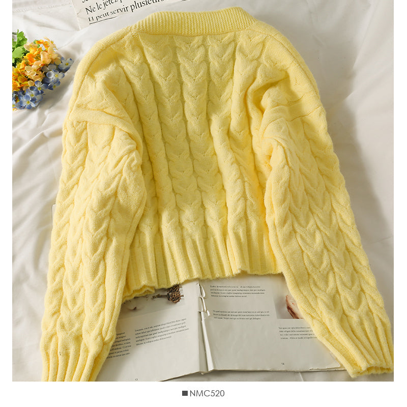 Sweater women's unbuttoned cardigan wool ball loose  1852