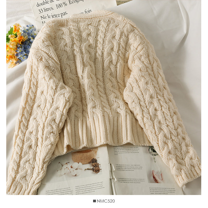 Sweater women's three button long sleeved cardigan  1913