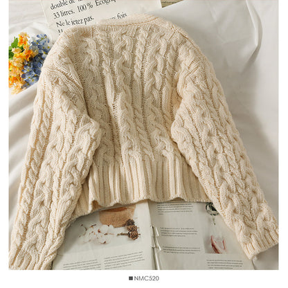 Sweater women's three button long sleeved cardigan  1913