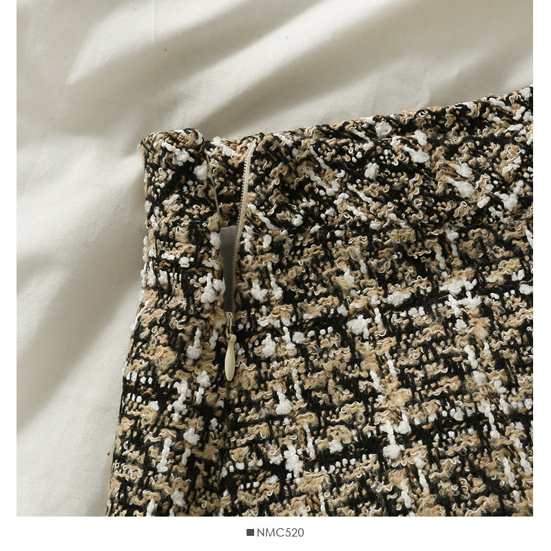 Korean high waist slim single breasted Plaid A-shaped short skirt for women  2556