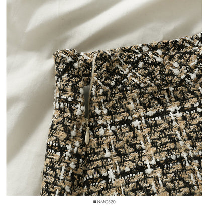 Korean high waist slim single breasted Plaid A-shaped short skirt for women  2556