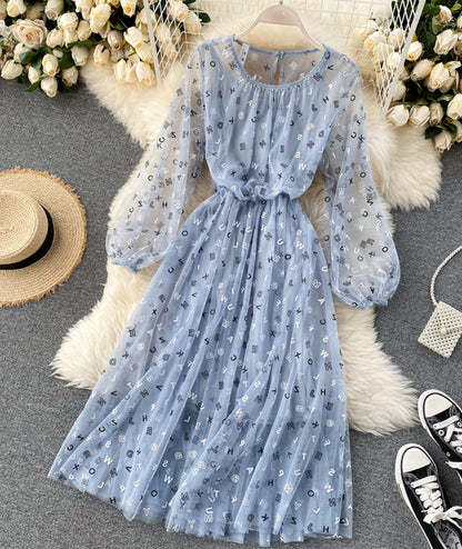 Cute A line letter dress long sleeve dress two pieces sets  1316
