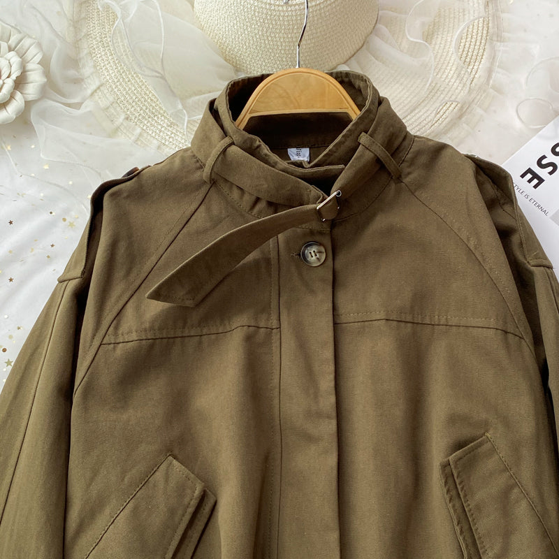 Drawstring long sleeve short coat women's Casual Jacket Top  1688