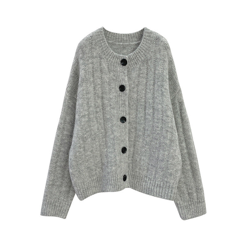Lazy style, round neck long sleeve cardigans, loose short jacket sweater  1421