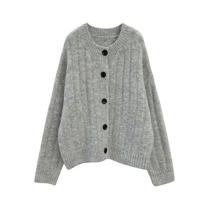Lazy style, round neck long sleeve cardigans, loose short jacket sweater  1421