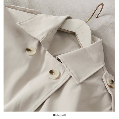 Han Fan loose and thin medium length double breasted solid coat  2085