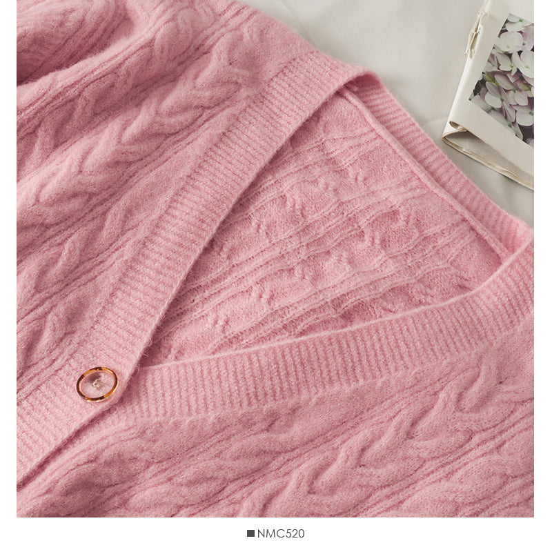 Sweater women's Linen single breasted V-neck  1858