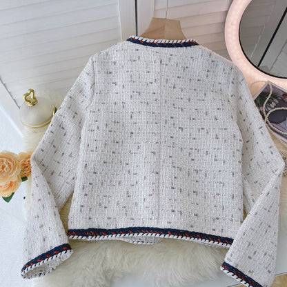 Plaid tweed coat for women in autumn and winter  1549