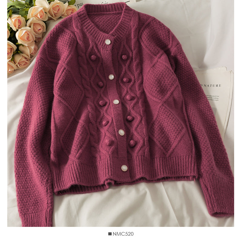 Sweater cardigan top diamond lattice long sleeve sweater fashion  1829