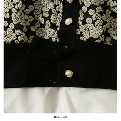 Printed single breasted sweater women's V-neck slim long sleeved sweater  1877