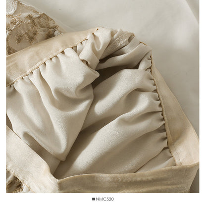 Three dimensional butterfly embroidered bright silk high waist skirt  2550